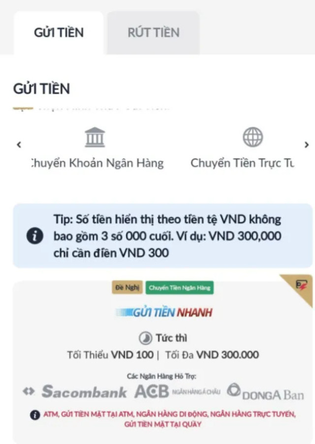 Chọn phương thức nạp tiền phù hợp