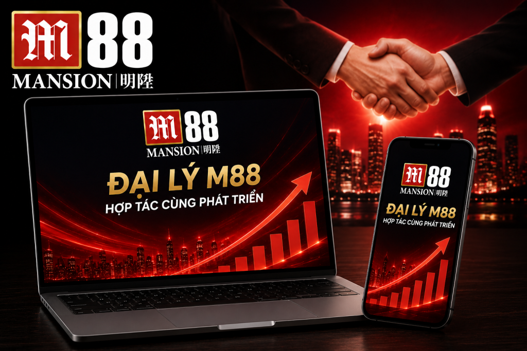Giao diện chương trình Đại lý M88 trên laptop và điện thoại